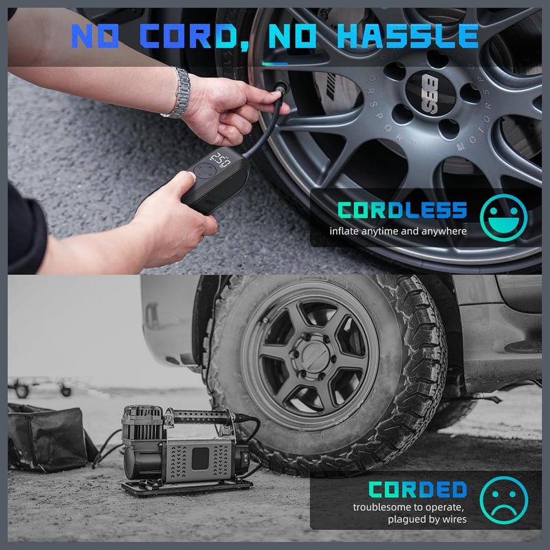 CYCPLUS Electric Air Compressor Portable Bicycle Pump Car Tire Inflator, Max 150 PSI, Auto Shut-Off Air Pump with Presta and Schrader Valves for All Bicycles Motorcycles and Cars - Image 5